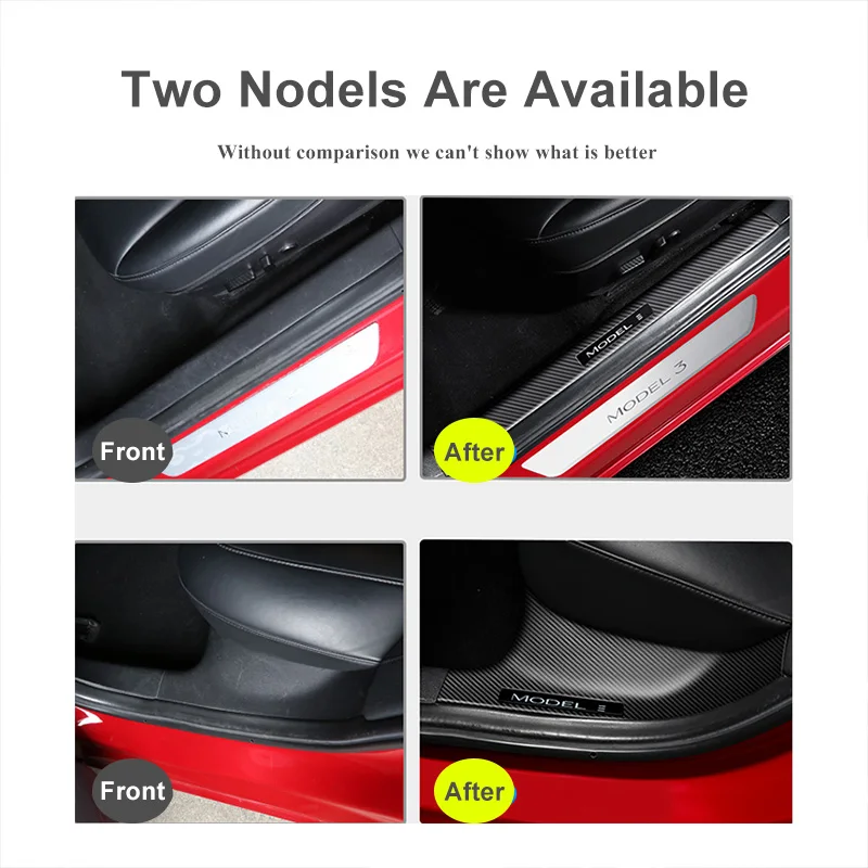 Carbon Fiber Pattern Threshold Strip Sticker For Tesla Model 3 Y ModelY 2022 Accessories Internal&External Door Sill Guard Stick
