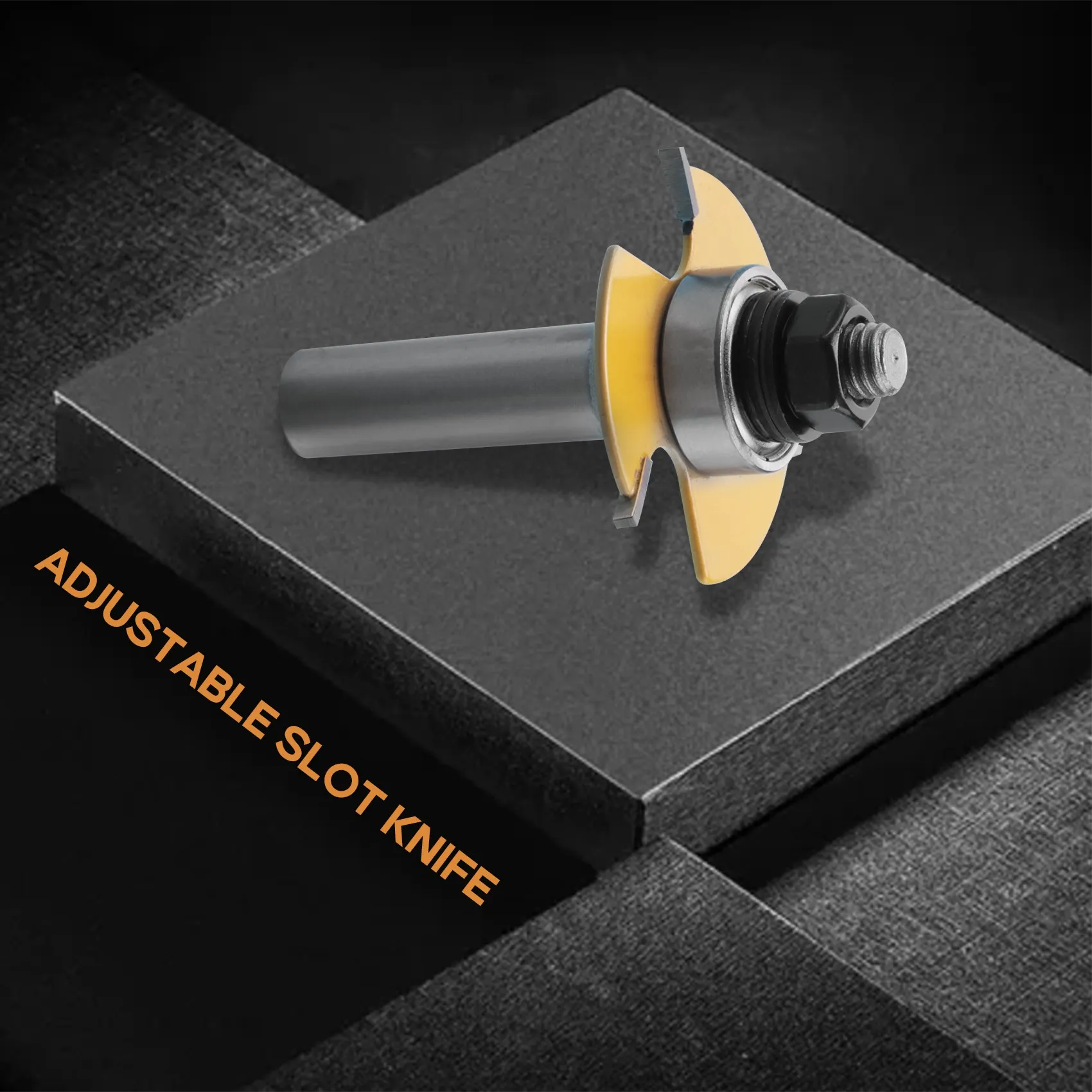 2Pcs Slot Cutter 3 Wing Router Bit 1/2 &1/4 inch Shank Adjustable Woodworking Tool