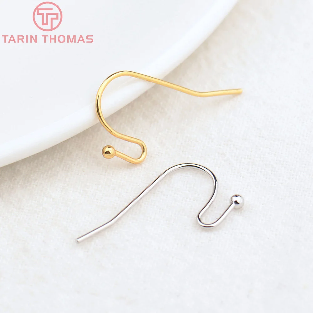 (2250)20PCS Height 21MM 24K Gold Color Plated Brass Earring Hooks High Quality Jewelry Findings Accessories Wholesale