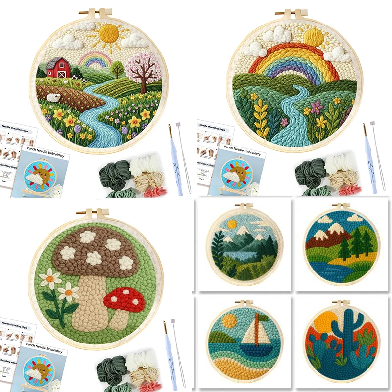

GATYZTORY Punch Needle Kit Forest Scenery Pattern For Adults Punch Needle Poke Embroidery Kit Landscape Diy Craft