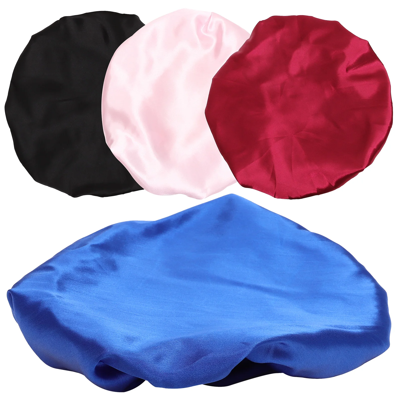 

4pcs Bonnet for Caps Women Care Black Blue Red Pink Smooth Frizz Free Long Short Hair Protect Pillow