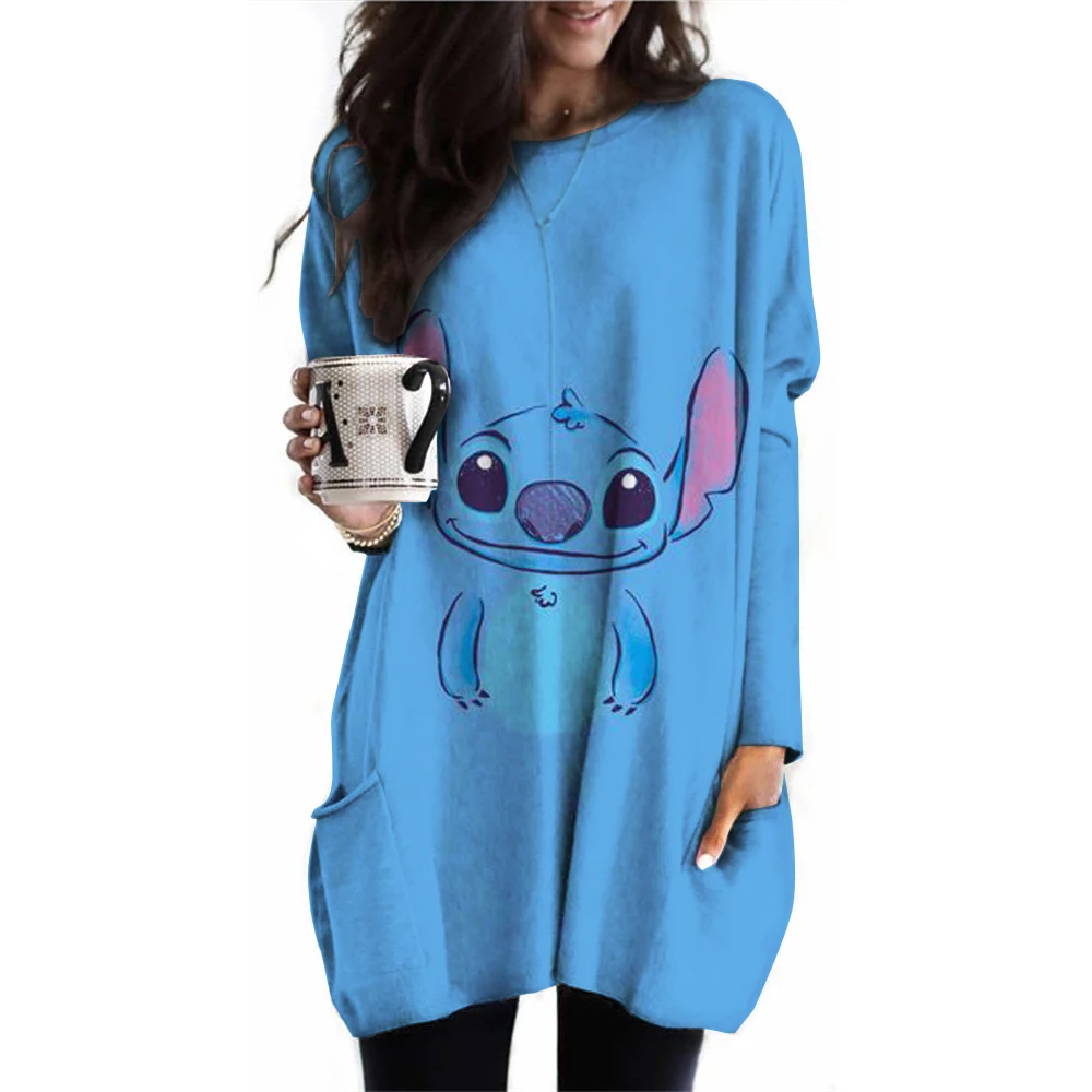 

Women's top pullover round neck shirt sweatshirt long sleeved casual Disney's Lilo&Stitch spring and autumn pullover top