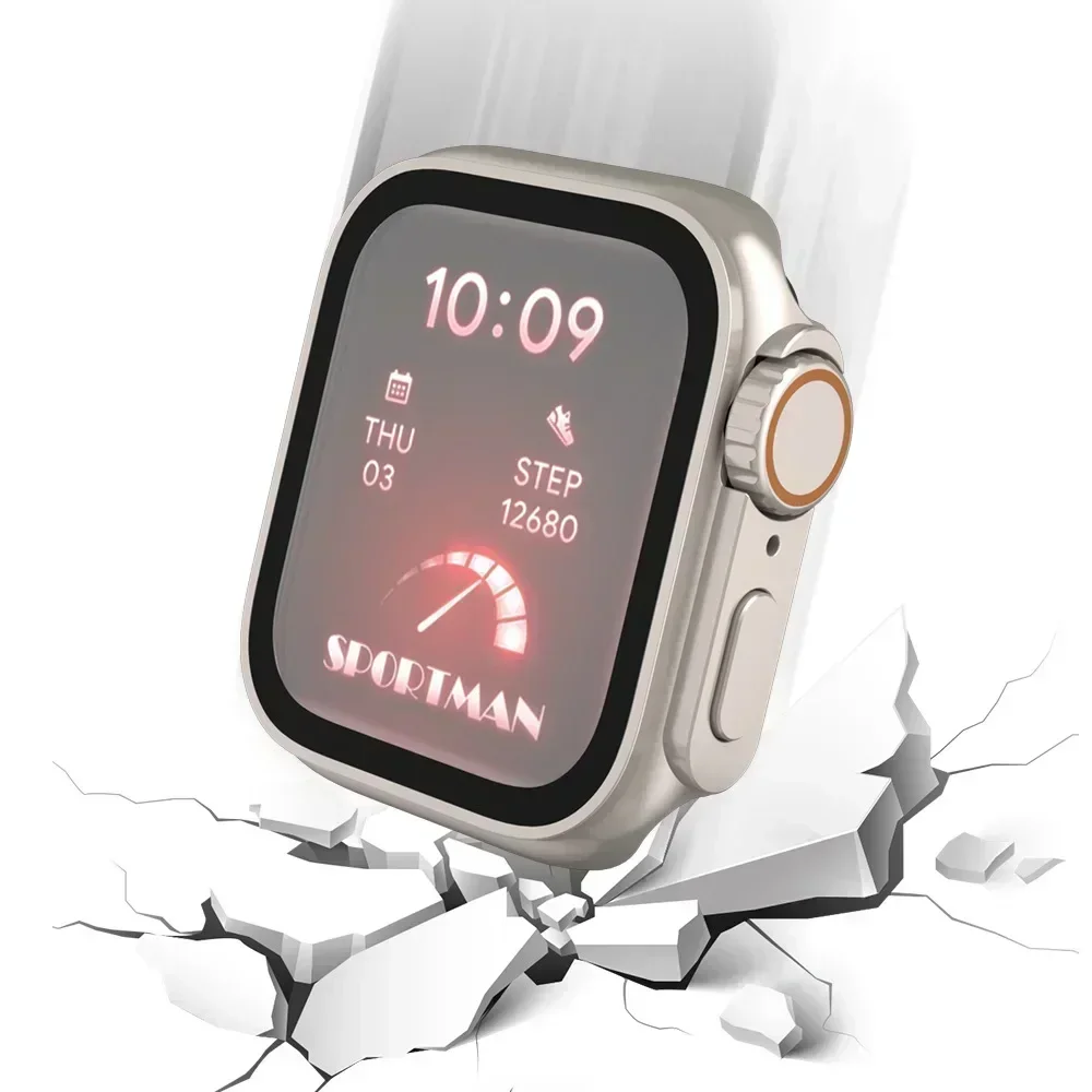 2PCS Tempered Glass+Cover For Apple Watch case 44mm 45mm Bumper Screen Protector Change to Ultra IWatch Series 9 8 7 SE 6 5 4 view 4