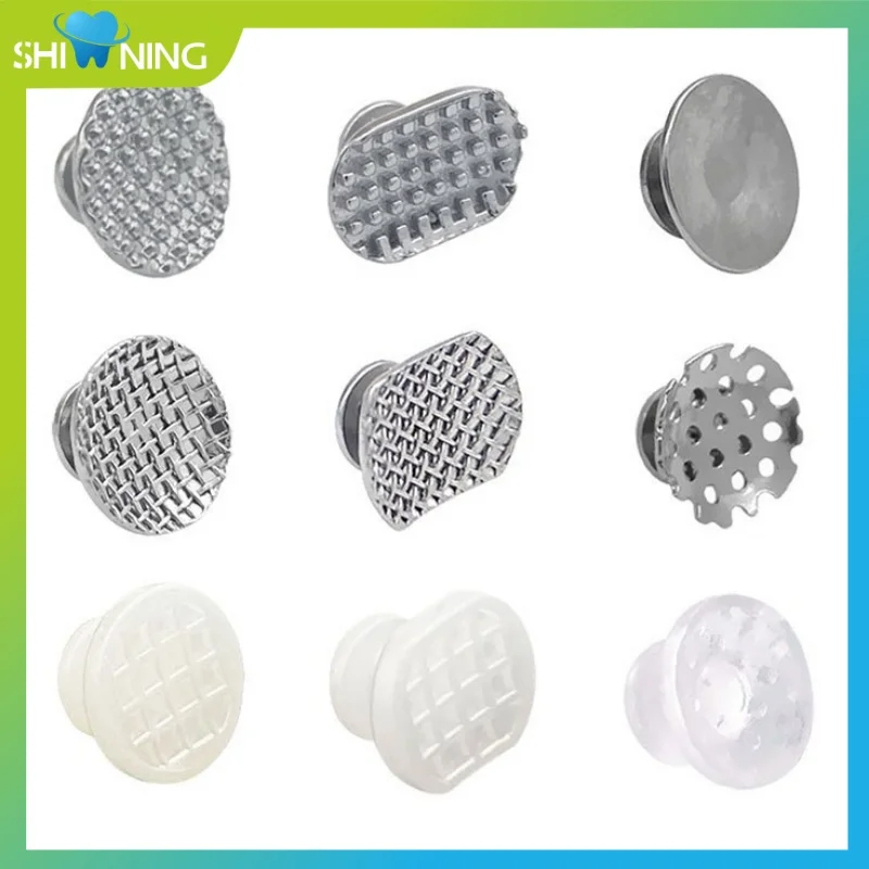 

100Pcs Dental Orthodontic Lingual Buttons Direct Bond Eyelet Round/Rectangular Metal Composite Base Dentists Ortho Materials