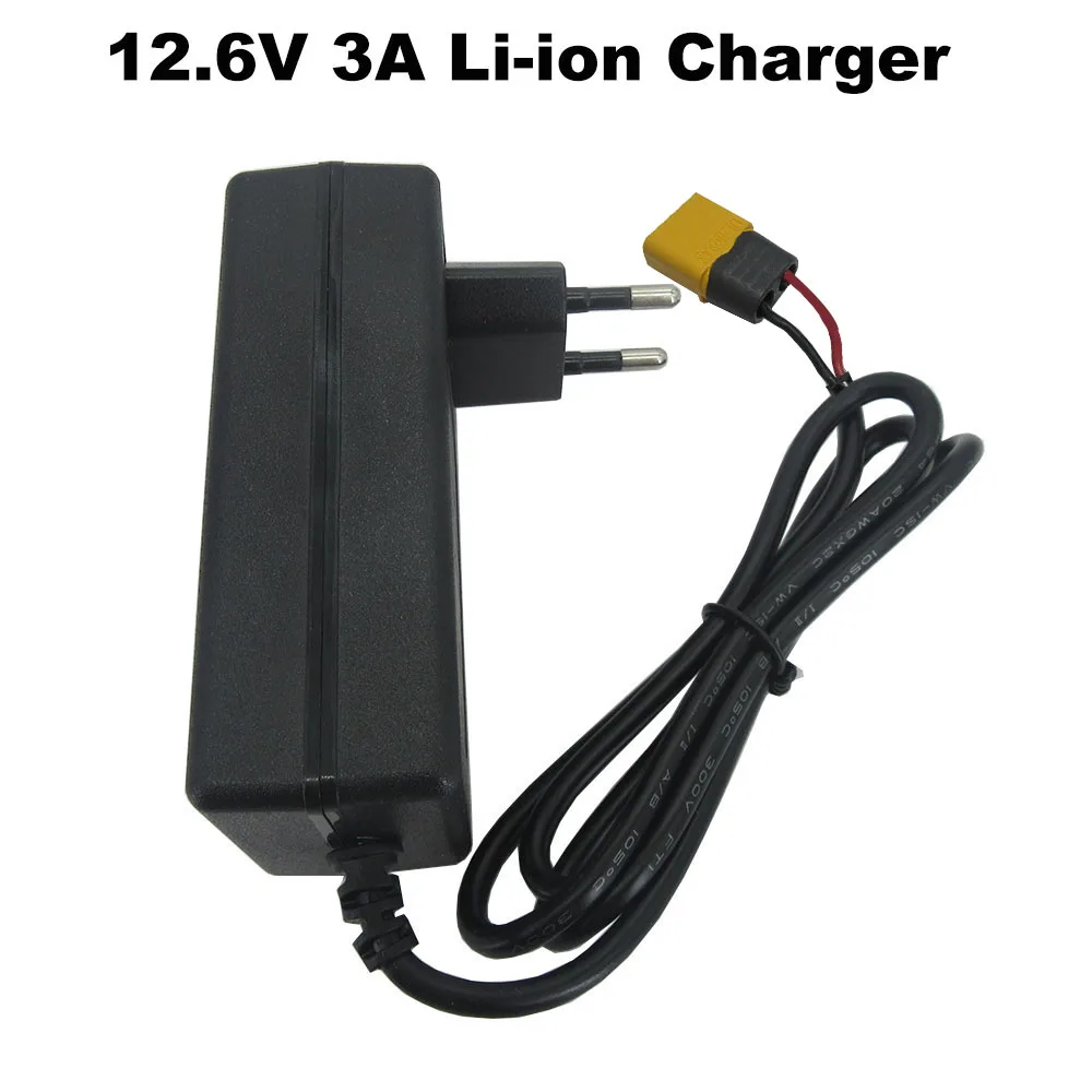 Cargador rápido de batería de iones de litio de 12,6 V y 3A para cargador de sistema Solar de litio de 12V, 10,8 V, 11,1 V, 3S, conector CC XT60