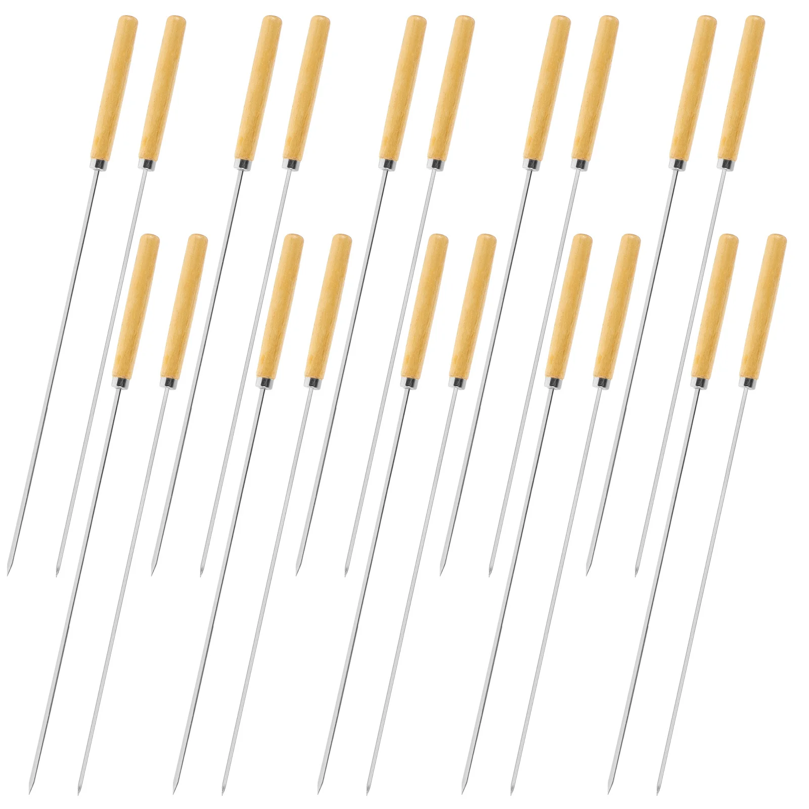 

Barbecue Skewers Set Stainless Steel Wood Metal Kabob Sticks Grill Tools Round Flat Picks Meat Vegetables Shish Kebab Grilling
