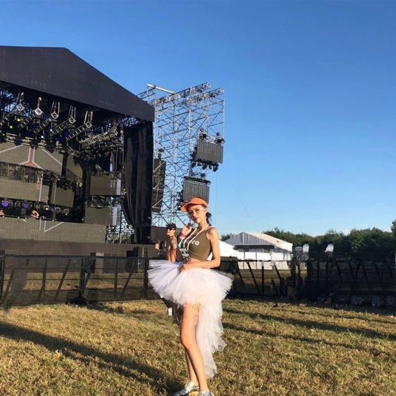 الهذيان LED توتو فستان EDM مهرجان الملابس اليد محبوك تضيء تنورة توهج حفلة الزي سحب الذيل مضيئة Dancewear Flashy #4