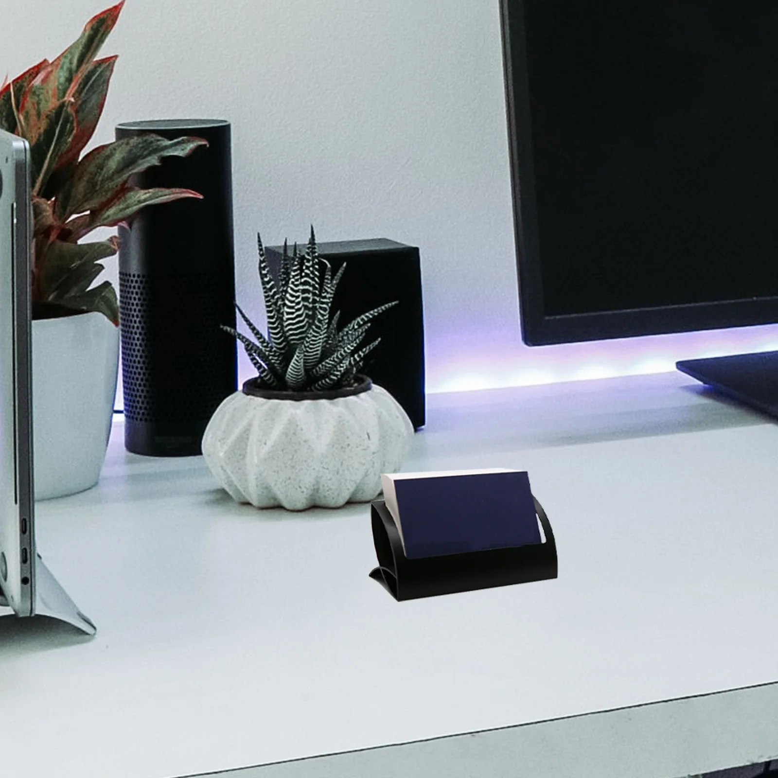 

2pcs Business Holder Desktop Display Device Simple Office Supplies For Name Note Cards Stand Black