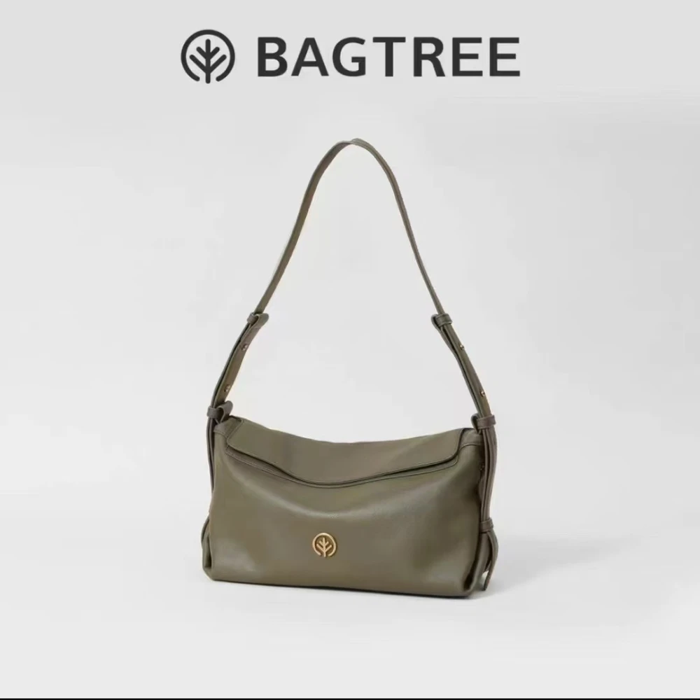 BAGTREE Milk Box Bag Small Size Vegetable-Tanned Leather Shoulder Bag Crossbody Tote Hobo Bag