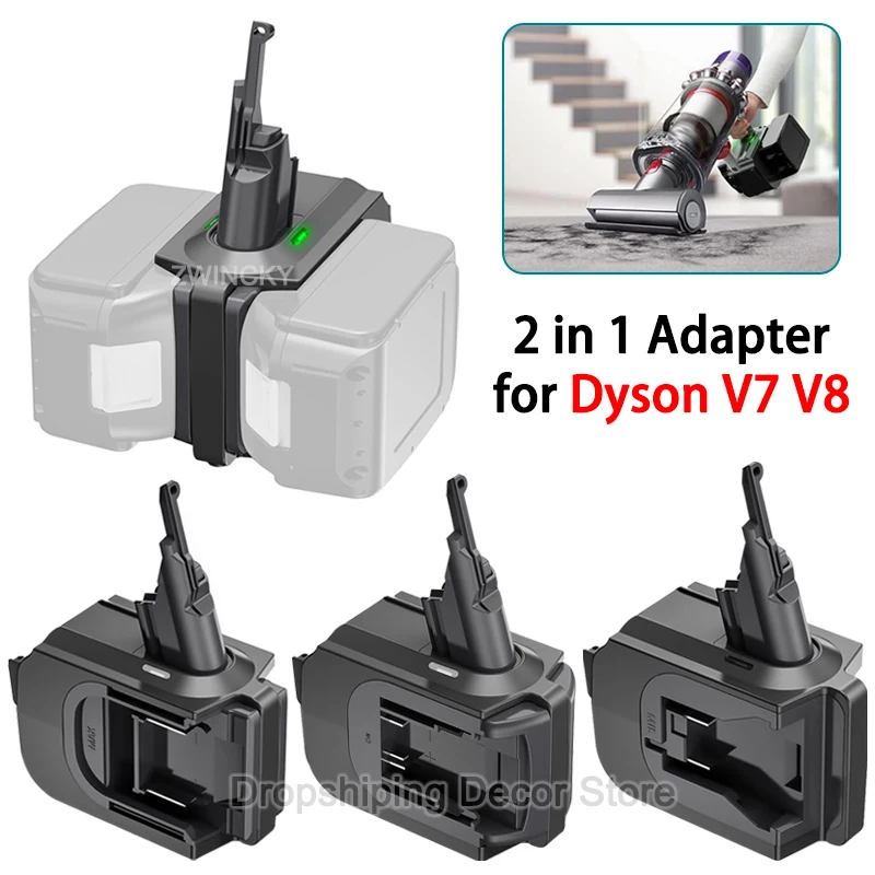 

2 in 1 Battery Adapter for Makita/Dewalt/Milwaukee 18V 20V Lithium Battery Converter To For Dyson V7 V8 Series Vacuum Cleaners