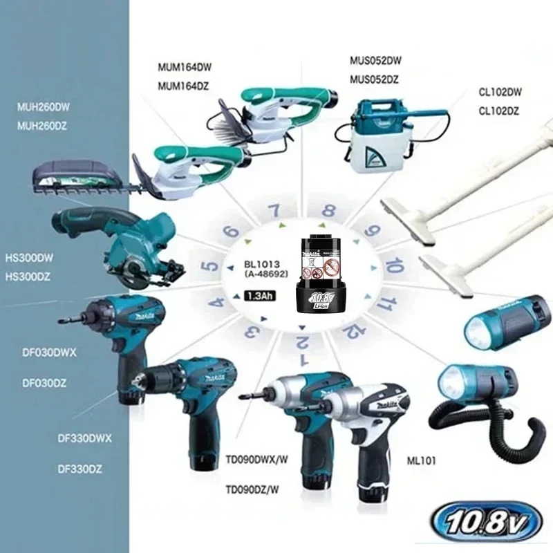 🏆   بطارية ماكيتا 10.8 فولت 3 أمبير في الساعة، بطارية ماكيتا بديلة قابلة لإعادة الشحن BL1013 BL1020 BL1030، بطارية أداة الطاقة TD090D LCT203W #5