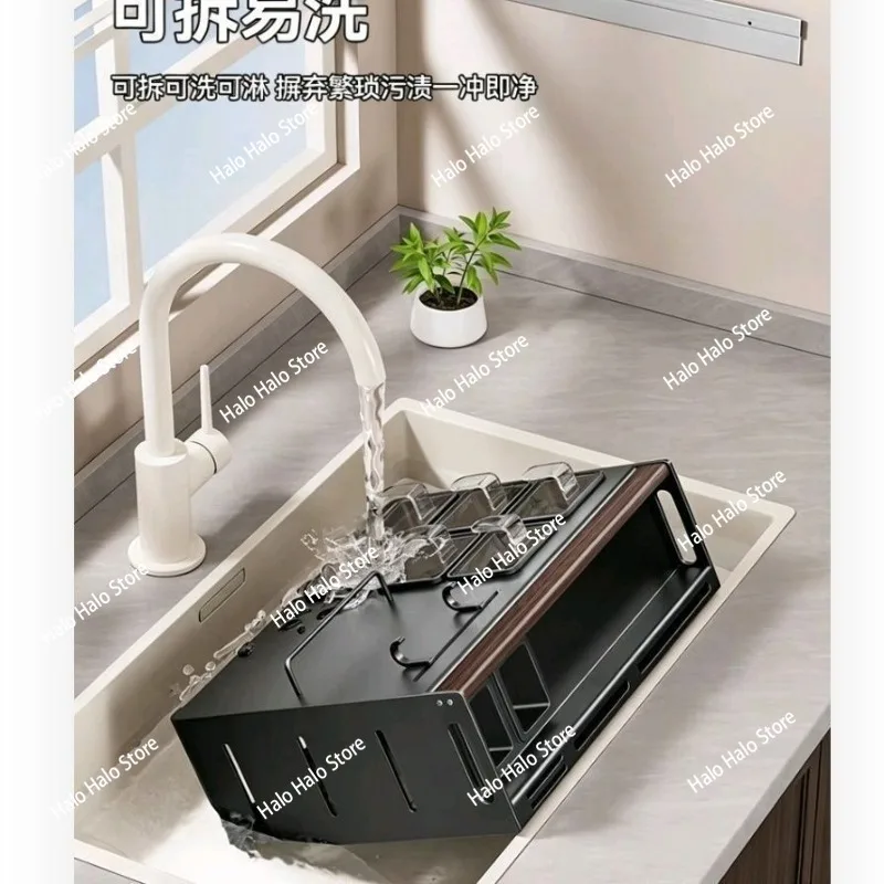 Walnut kitchen seasoning rack Household multi-functional wall-mounted medieval seasoning multi-layer storage rack