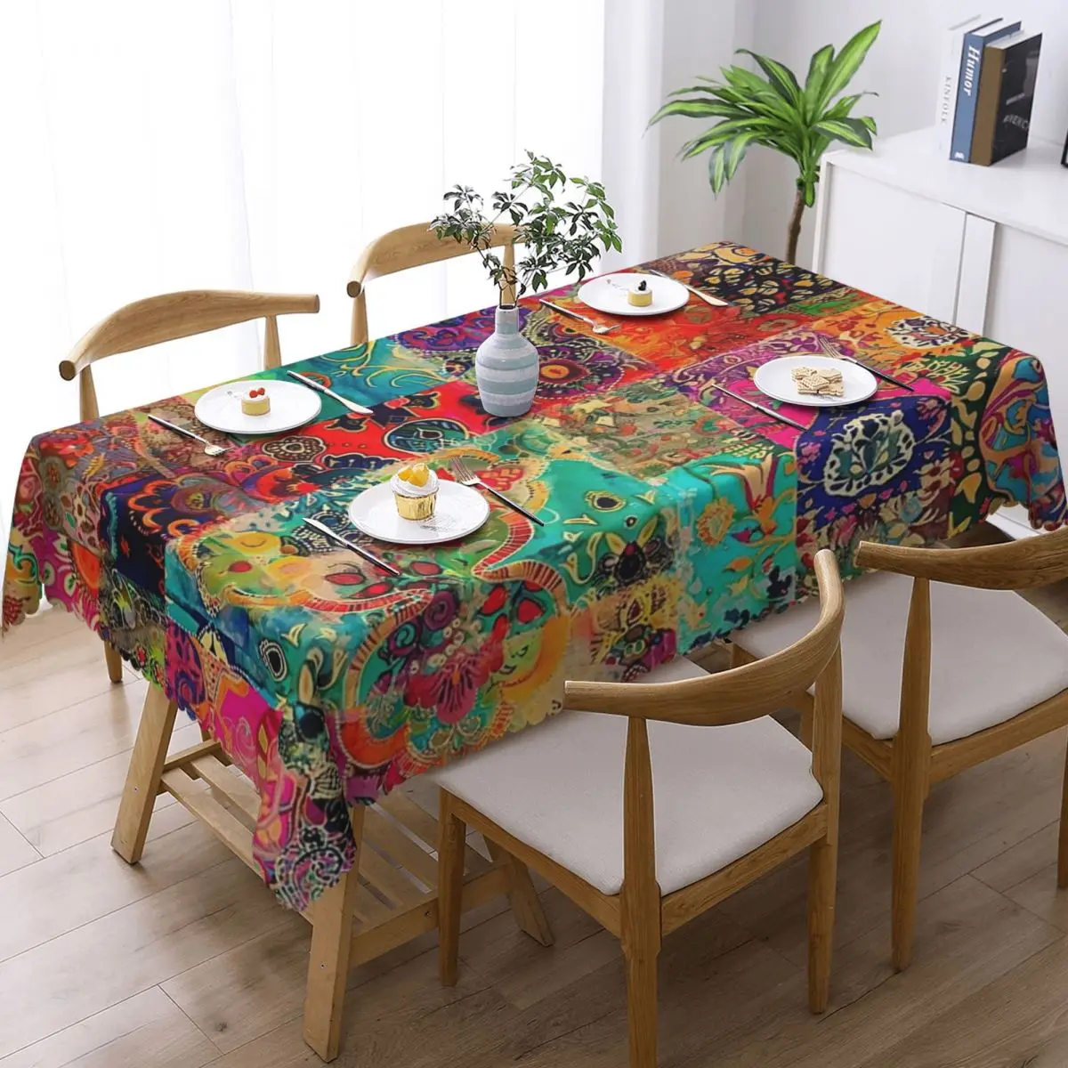 Bohemian Summerland Custom Rectangular Tablecloth Oilproof Table Cover for Dining Events Table Cloth