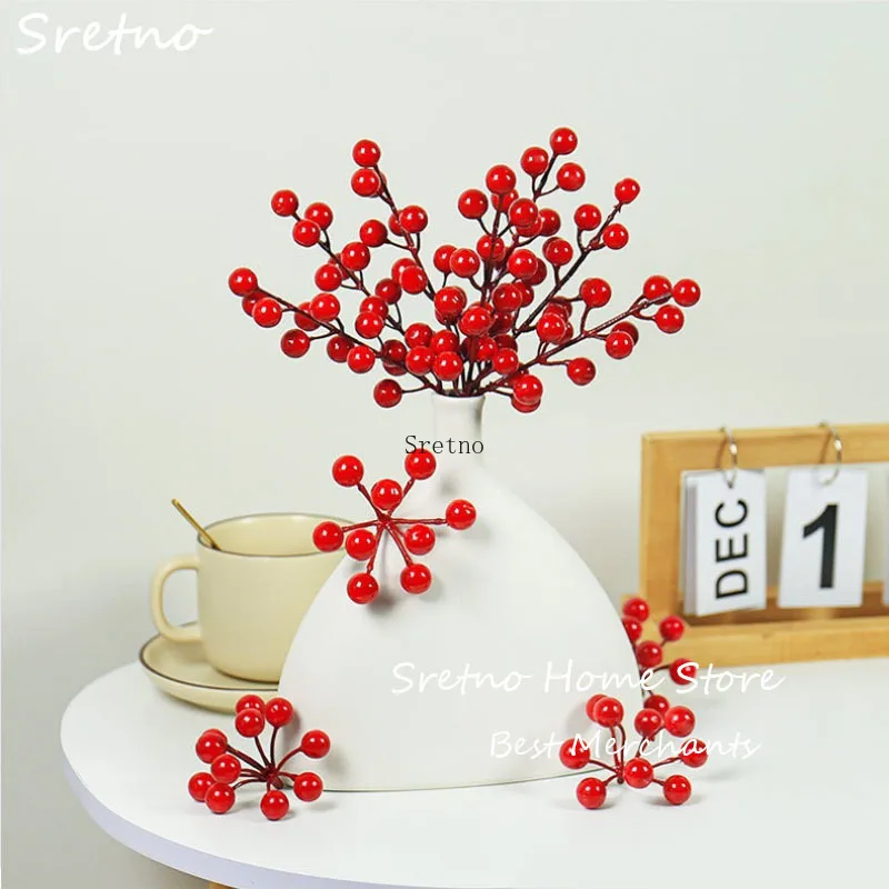 

SRETNO 10 Branches Red Berries Auspicious Red Fortune Fruits Christmas Room Decorations Simulated Fruits Artificial Plants hogar