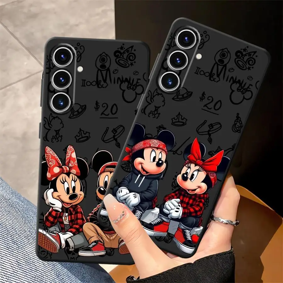 Funda para Samsung Galaxy A22 A52 A41 A51 A73 A24 A55 A25 A71 A23 A53 A26 A72 A35 A36 A32 funda negra suave para teléfono Disney Minnie
