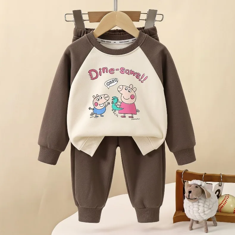 Herbstlicher Neuer Stil: Lässige Trainingsanzüge für Jungen und Mädchen, Kinder-Sweatshirt mit Rundhalsausschnitt und Lange Hose, 2-teiliges Set, Kinder-Trainingsanzug mit Kapuze – Detail 2