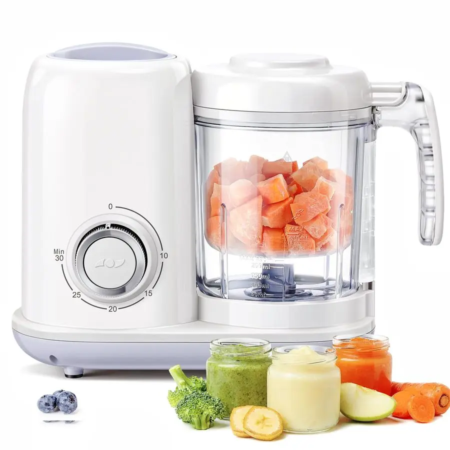 

Food Maker, 4 in 1 Baby Food Processor and Steamer, Puree Blender, Multifunctional Baby Puree Maker, Dishwasher Safe White