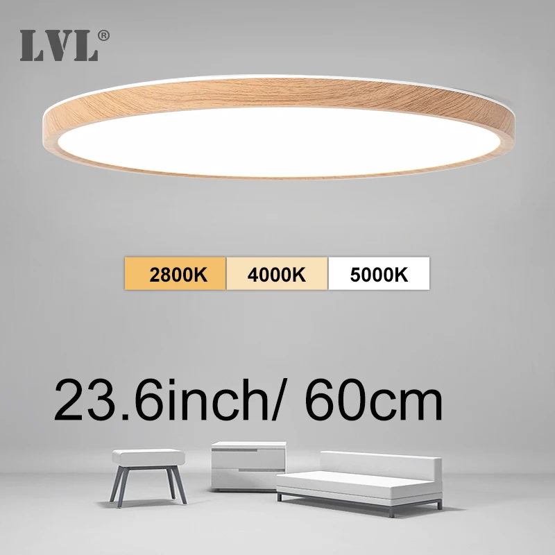 

Led Ultrathin Panel Light 60cm Wood Grain Golden Changeable 3 Colors Home Lighing Kitchen Bedroom Bathroom Surface Panel Lamps