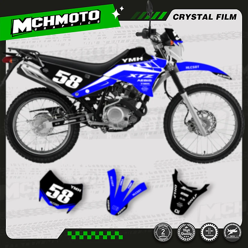 

MCHMFG MOTOR For YAMAHA XTZ125 Motorcycle Graphics Background Decal Stickers Number Name Custom