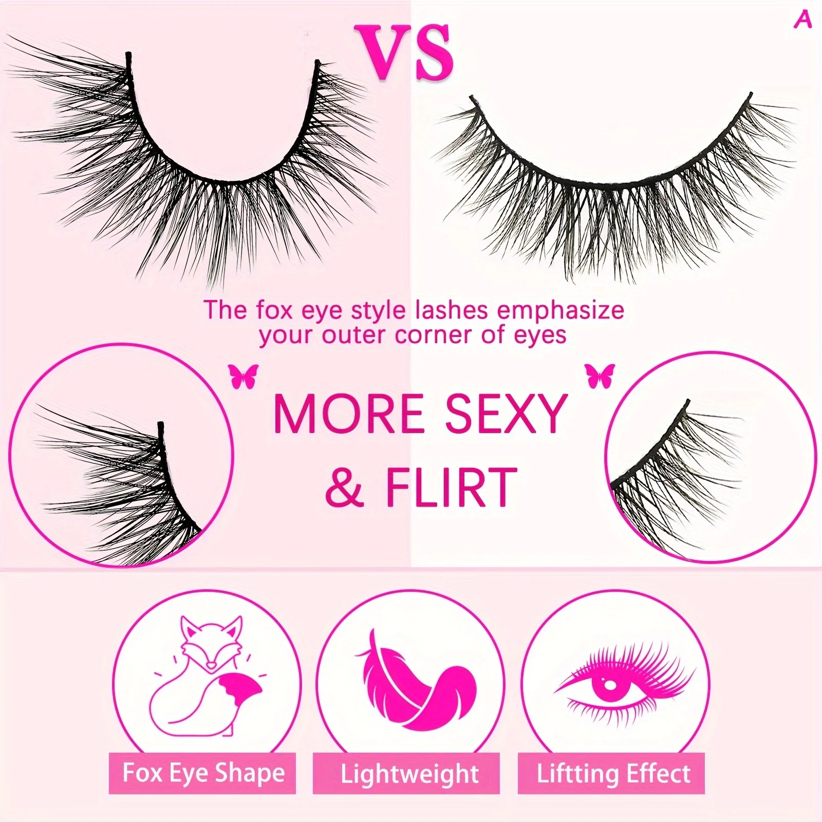 رقيق آند كات آي فوكس آي 5 أزواج من الرموش الصناعية المنك الصناعية، لفة C، الطول 13-15 ملم، مكياج تمديد رموش مثير