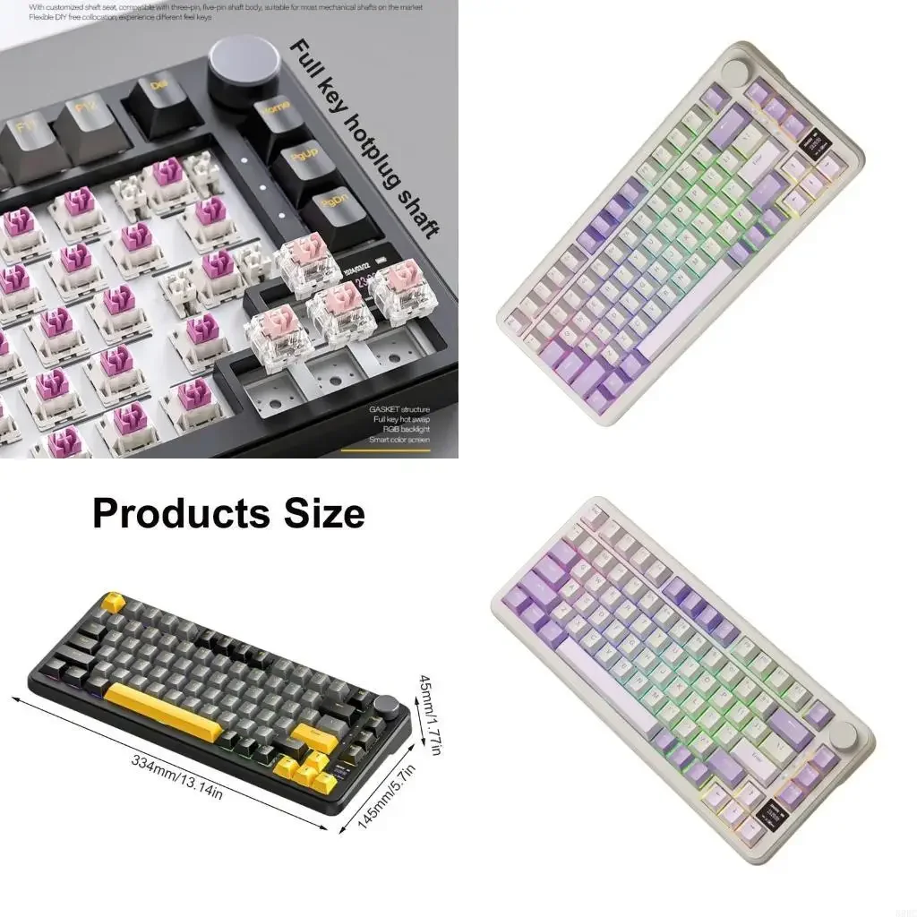 

X85PRO Mechanical Keyboard Support BT5/2.4G/Usb C with Keycaps and 4000mAh Battery Gasket Structure for Gamers F19C