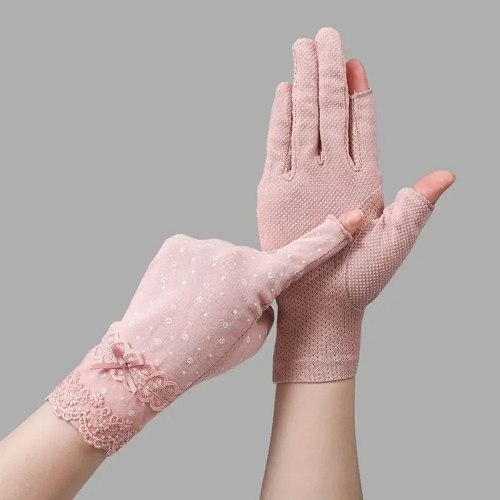 Frauen Sonnenschutz Handschuhe Weibliche Sommer Frühling Sonnenschutz Handschuhe Radfahren Fahren Laufen Dünne Elastische Anti-UV Fäustlinge