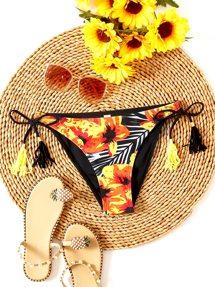 Bikini Top Swimsuit Women 2024 New Push Up Swimwear Solid Bikinis Bottoms Beach Wear Tassel Briefs Bathing Suit Female Summer