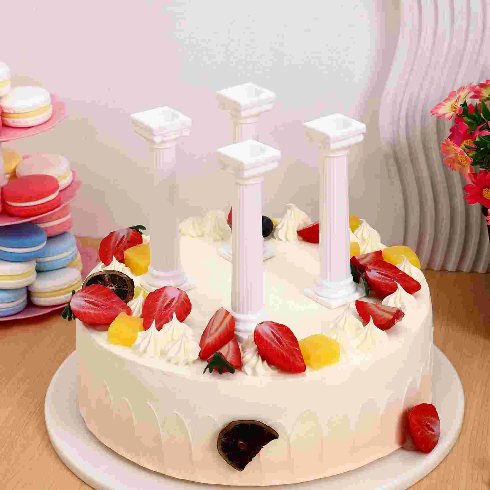 8 Pcs Roman Pillar Cake Stand Column Car Decorations Stands Rod Plastic Support Pillars Baby Retro