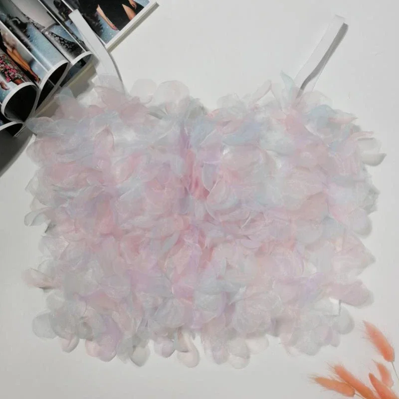 

Spaghetti Strap Romantic Mesh Lace Women Sexy Summer Vest Cropped Tops Camisoles Flower Backless Push up Cami Corset Clubwear