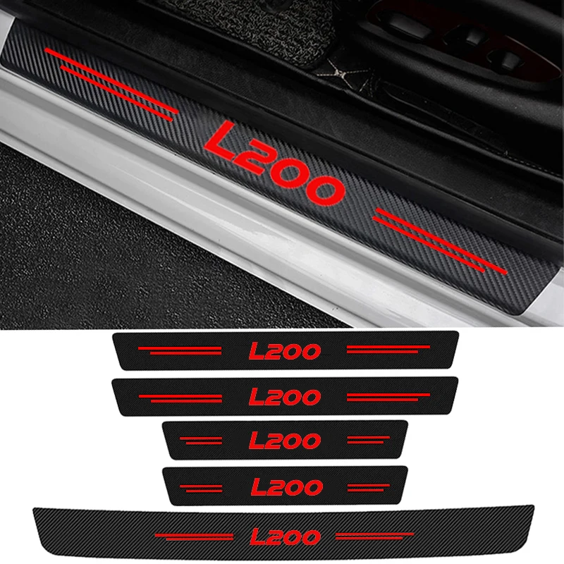 Car Door Sill Decals for Mitsubishi L200 Rear Trunk Bumper Protective Stickers Auto Entry Pedal Scuff Scratch Film Accessories