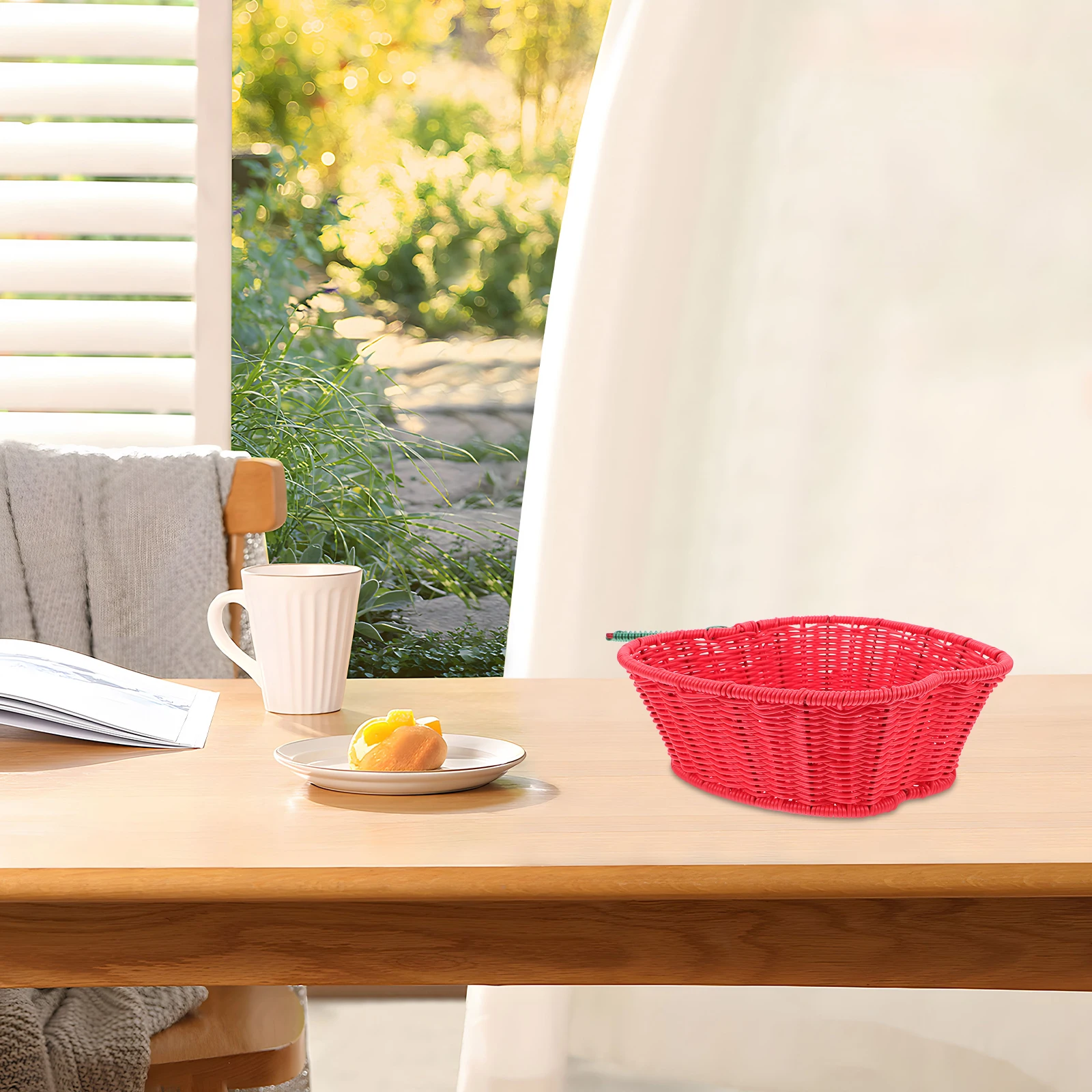 

Woven Fruit Basket Imitation Rattan Storage Basket For Kitchen Home Organization Snack Bread Holder Tabletop Dried Fruit