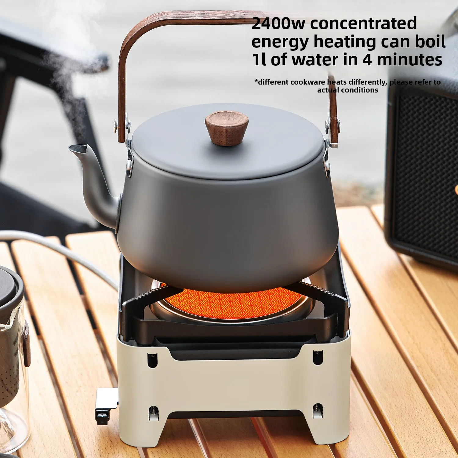 2400 واط المحمولة موقد للتخييم في الهواء الطلق موقد غاز مع الإشعال الإلكتروني لحديقة نزهة شواء وغليان المياه في حالات الطوارئ #4