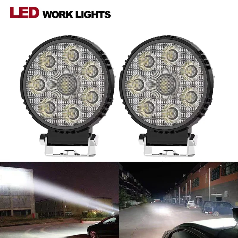 

2PCS Work Lights Flood Fog Lamp Waterproof Auxbeam Led Bar Truck SUV 4X4 4WD Engineering Headlights Off-road Round Headlamp