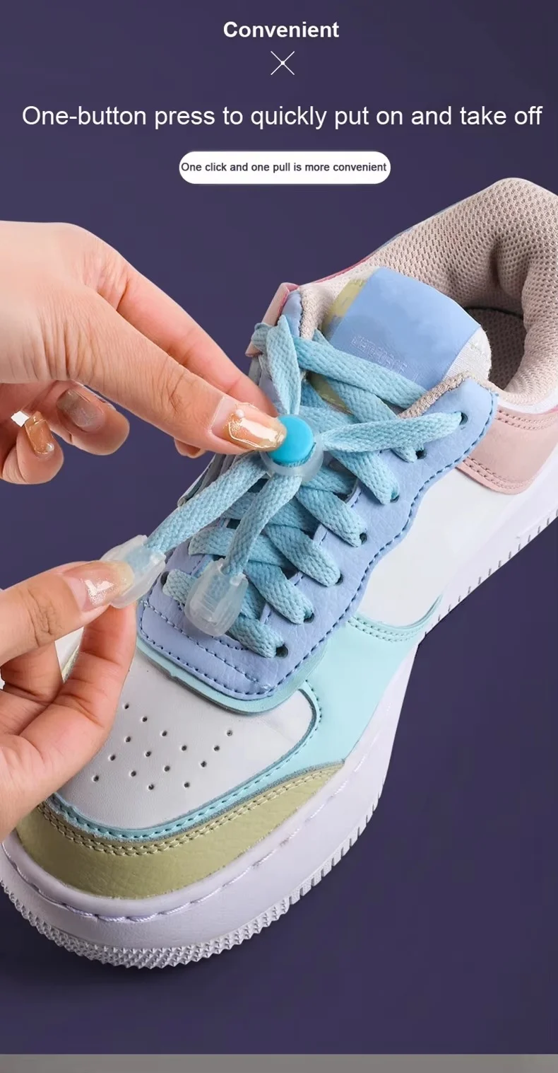 Classic Lock Shoelaces Bread Buckle Shoe Laces Sneakers Flat No Ties Shoelace Kids Adult Quick Lazy Lace for Shoes Accessories