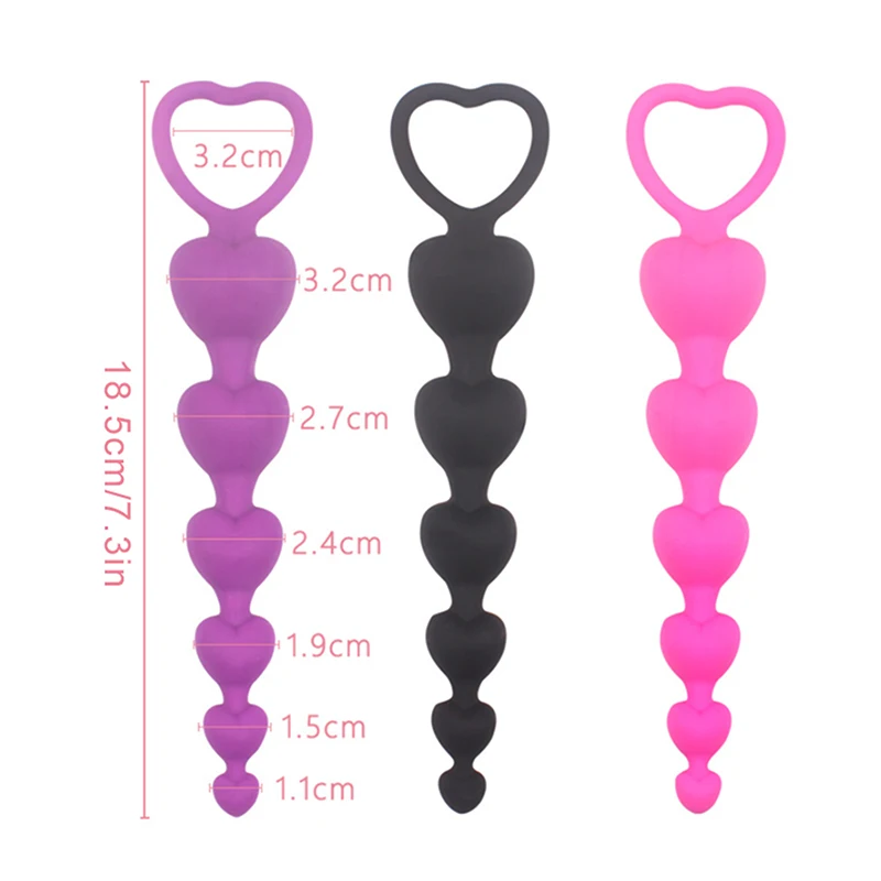 Heart Beads Soft Anal Plug Anus Toys Big Balls Silicone G-Spot Stimulating For Couples Butt Plugs Adult Sexy Anal Masturbator view 6
