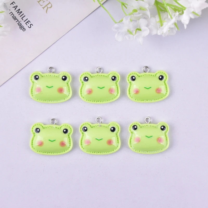 10pcs Cute Frog Blushing Frog Resin Charms for Earring Keychain DIY Decoration Fashion Jewelry Accessories