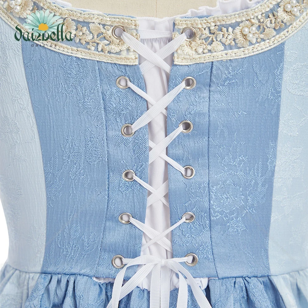DAIZBELLA Renaissance Costume Women Medieval Renaissance Court Dress with Detachable Sleeves Retro Square Neck view 5