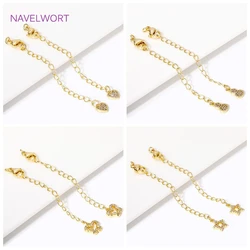 2/4Pcs/Lot 18K Gold Plated Inlaid Zircon Extension Chain With Lobster Clasp Connector For Jewelry Making,Supplies For Jewelry