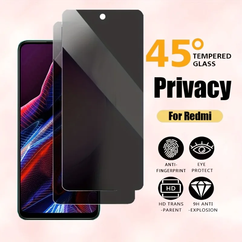 2Pcs Full Cover Privacy Tempered Glass For Redmi 10 Note 12 11 10 10T 9 9S Pro Max 5G Screen Protectors