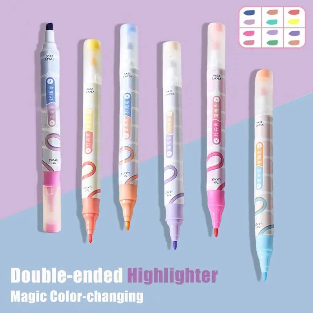 Double-ended Magic Color-changing Highlighter DIY Scrapbook Double-color Stackable Color Marker Pens Fluorescent Pen