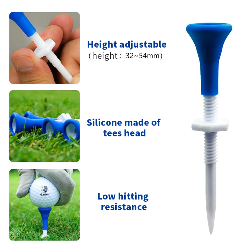 Jusenda 5PCS/Pack Plastic Golf Tees blue 85mm Durable Rubber Cushion Top Golf Ball Holder Golf Accessories