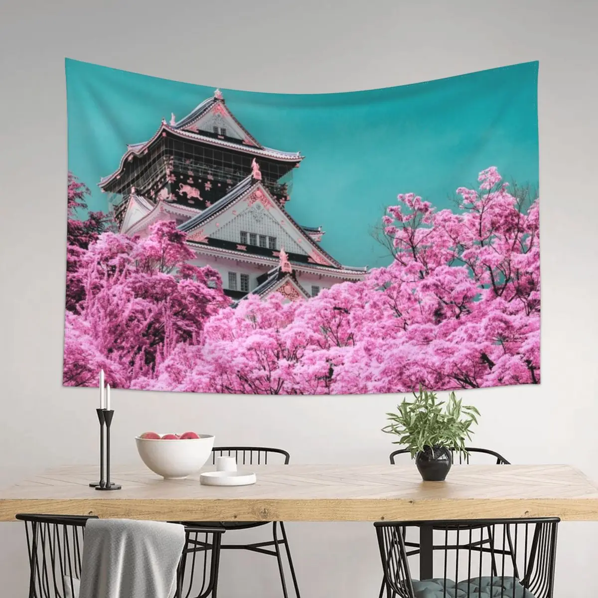 

Infa Red - Osaka Castle Tapestry Decorations For Room Wall Hangings Decoration Room Decore Aesthetic Tapestry