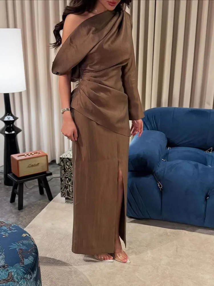 

Ele Pure Color длинное вечернее платье женское Dr Simple Sli подходит для вечеринок и банкетов для похудения