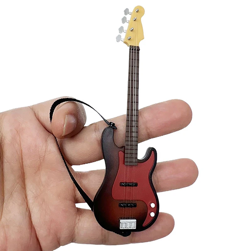 1pc simulierte Gurt gitarre Modell antike Puppenhaus Miniatur musik E-Gitarre für Kinder musikalische Spielzeug haus dekoration