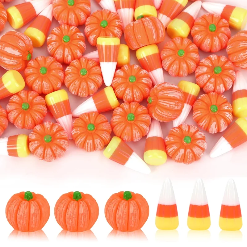5/10 Pcs Mini Resin Fake Candy Corns Artificial Pumpkin Miniatures for Micro Landscape Fairy Garden DIY Craft Table Ornaments