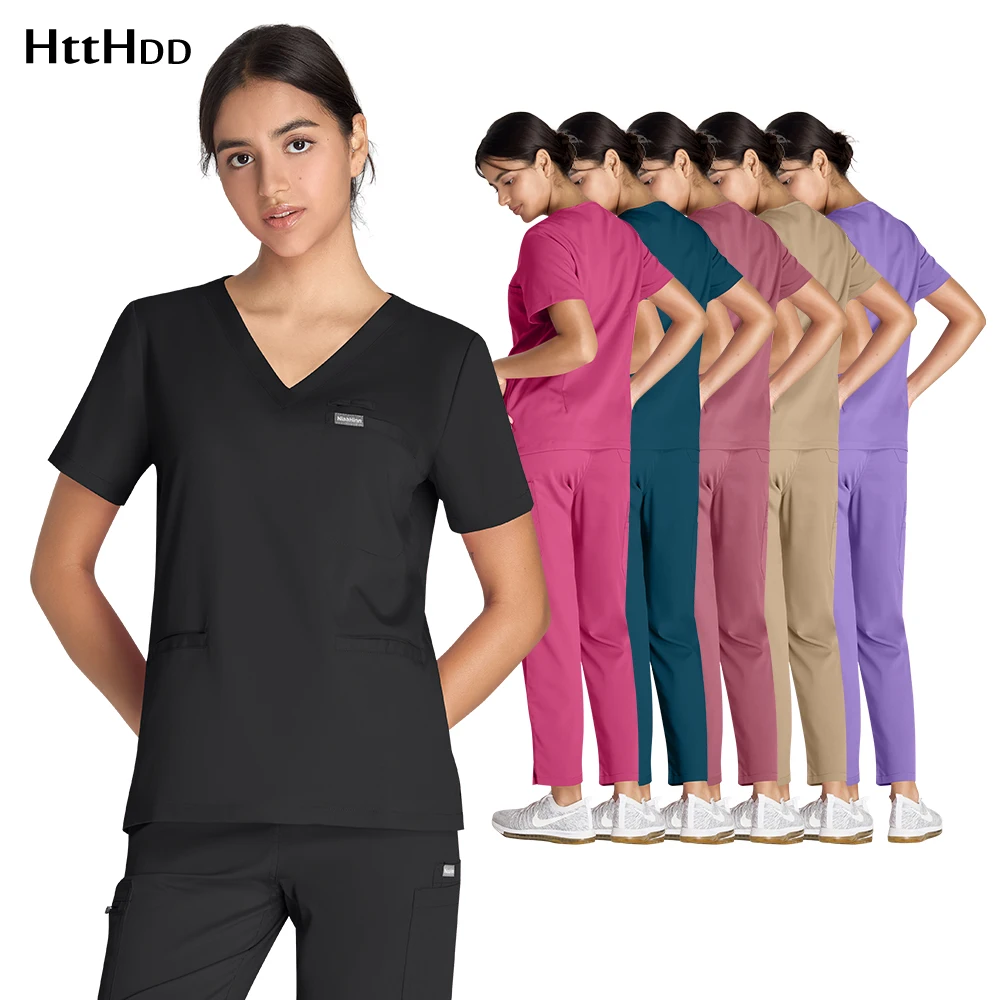 

Wholesale Scrubs Suit Hospital Uniforms Medical Nurse Scrubs Uniforms Sets Short Sleeved Tops Straight Pants Set Working Clothes