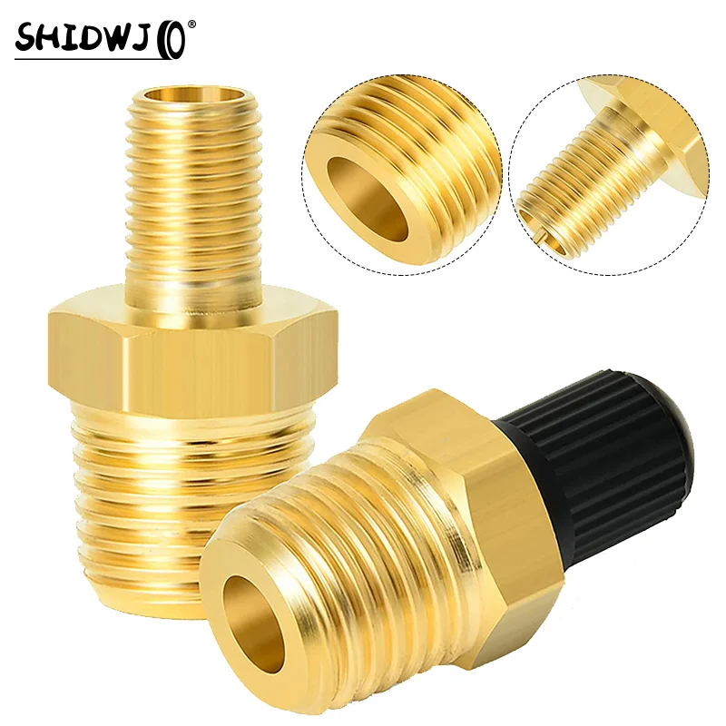 2Pcs Brass Air Inflator Adapter W/Valve Stem Inside 1/4\