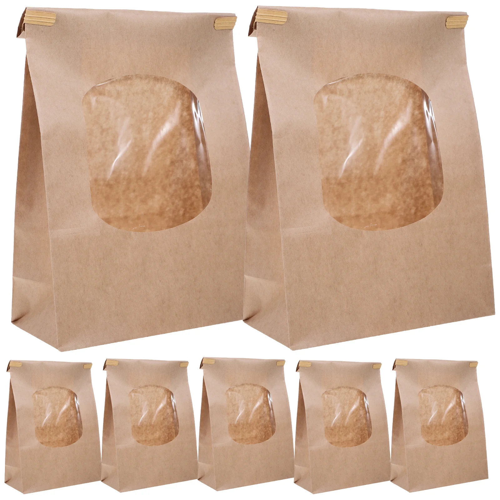 

50Pcs Kraft Paper Bread Bags Storage Multi-Function Baking Dessert Accessory Bread Bags with Window