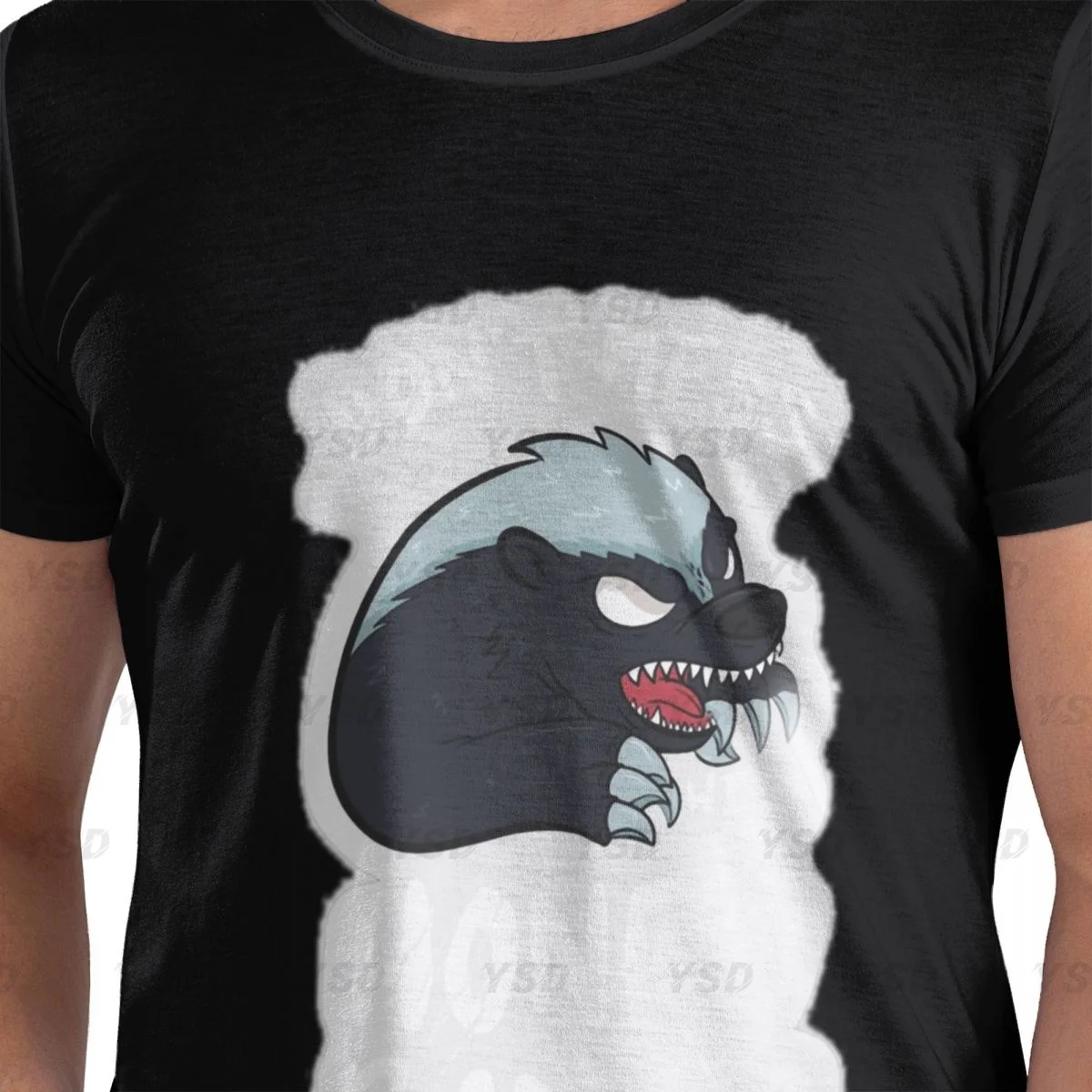 Honey Badger Men's tight fitting sports T-shirt,Gym Sportswear, Oversized print Tee shirt