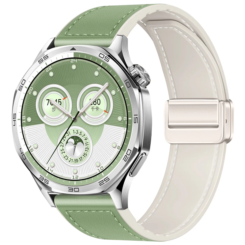 20 مللي متر 22 مللي متر سيليكون + حزام جلدي لساعة هواوي 5 GT6-GT5 Pro 46 مللي متر حزام الساعات المغناطيسي سامسونج ساعة 7-6-5-4 Garmin Venu 4 45 مللي متر